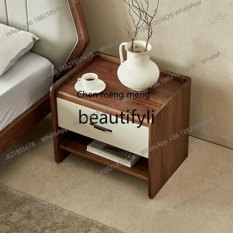 M178 Italian solid wood bedside table North American black walnut simple bedroom bedside table Home storage cabinet