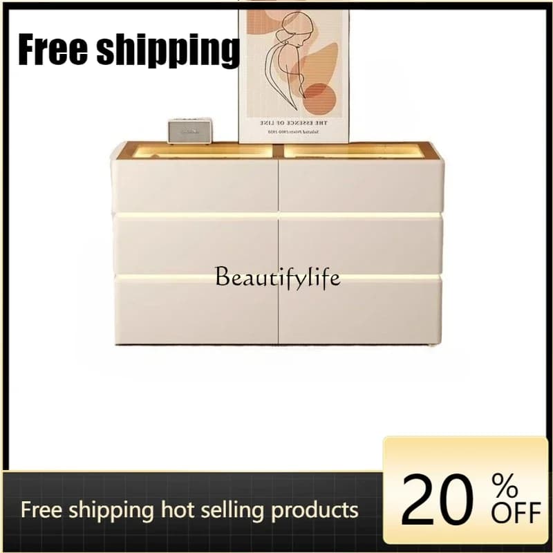 X4 Cream wind, bed tail chest, six-bucket drawer storage cabinet, narrow and ultra-thin 30cm, storage against the wall