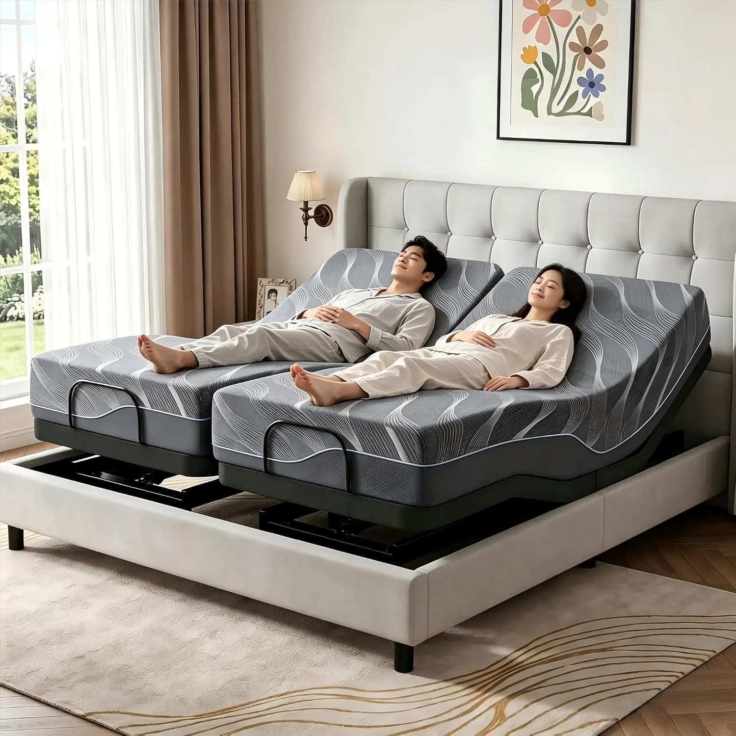 Smart Split King Adjustable Bed Frame with 12" Mattress