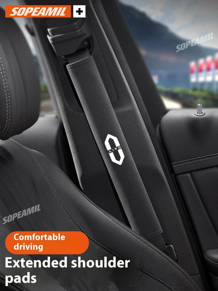 For AITO M5 M7 M8 M9 Car Safety Belt Shoulder pad Suede Seat belt shoulder protector Strap Cover Auto Interior Accessories