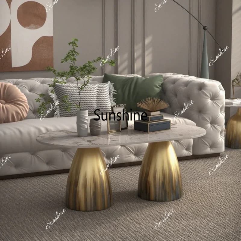 Italian light luxury high-end coffee table living room simple semi-circular tea tableTJ