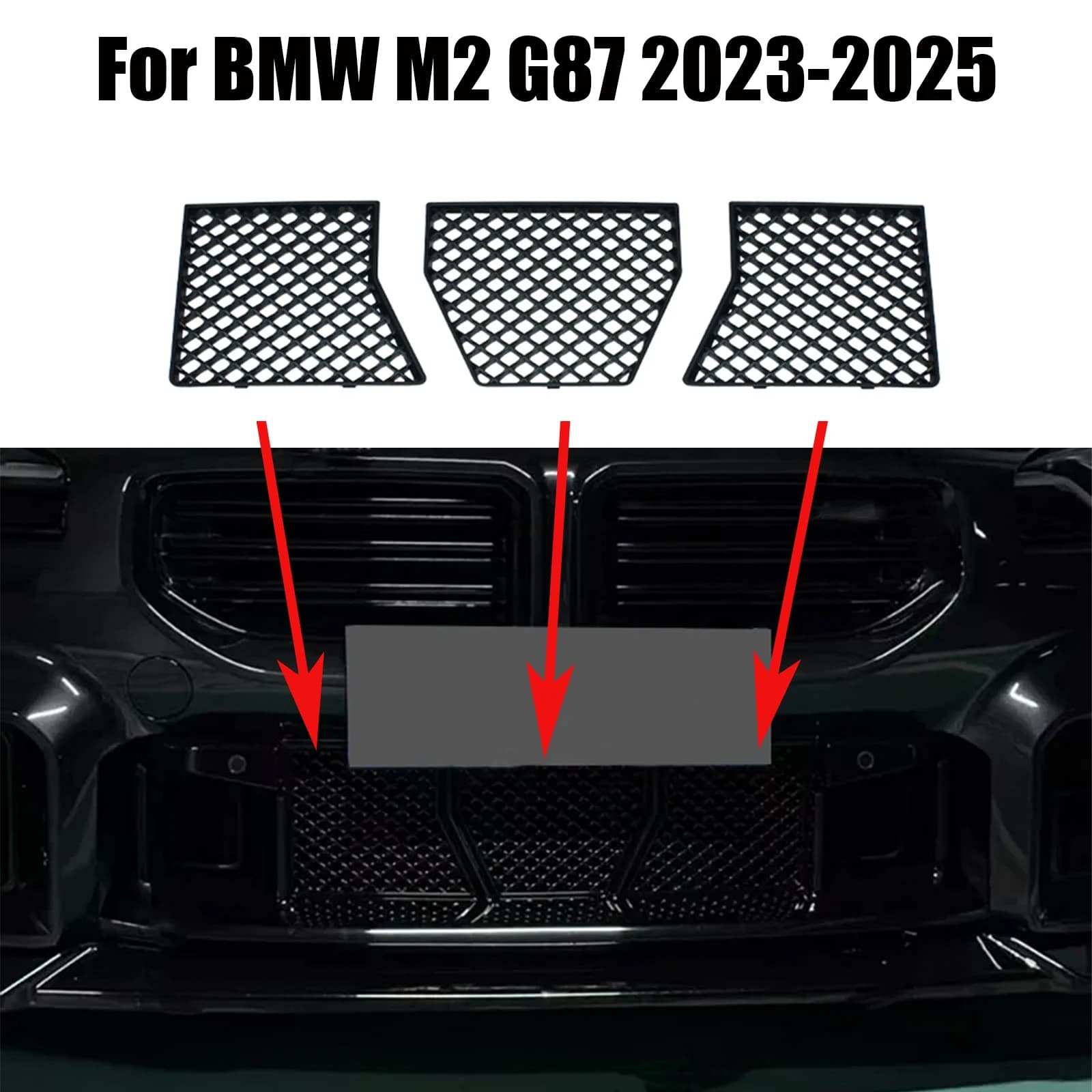 For BMW M2 G87 2023-2025 Front Bumper Centre Radiator Lower Grille Mesh Protection Guard Matte Glossy Black Carbon Fiber Look