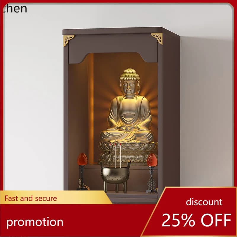 ZML aluminum alloy Buddhist niche hall front household Buddhist table wall hanging cabinet display