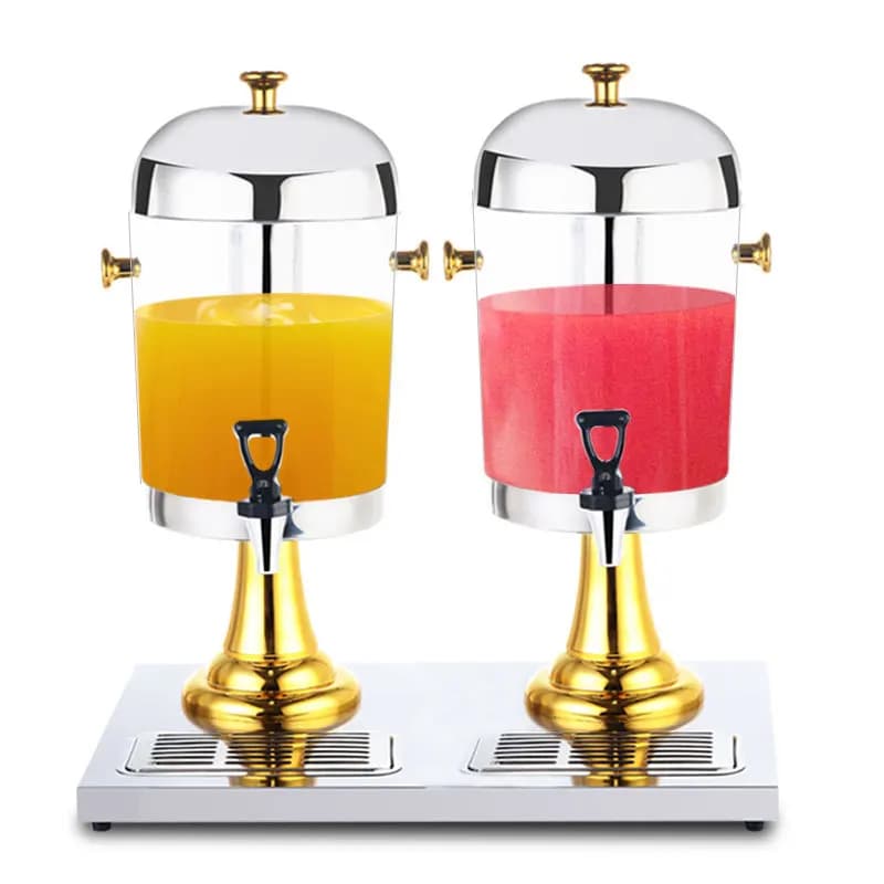 8L stainless steel commercial transparent hotel buffet juice bucket with faucet single and double