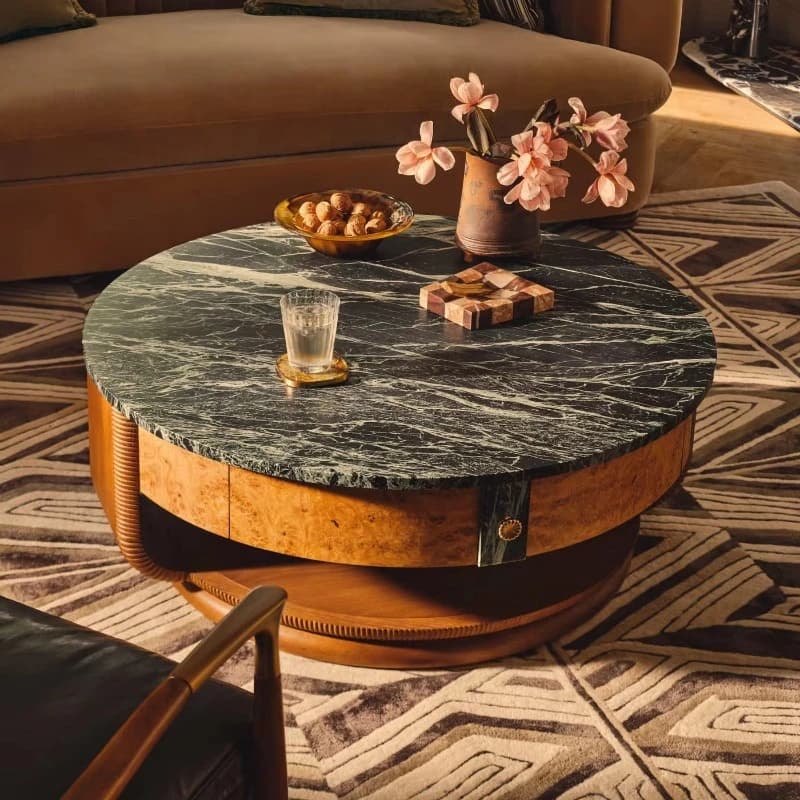 Modern slate wooden frame coffee table simple black side table set living room apartment side table