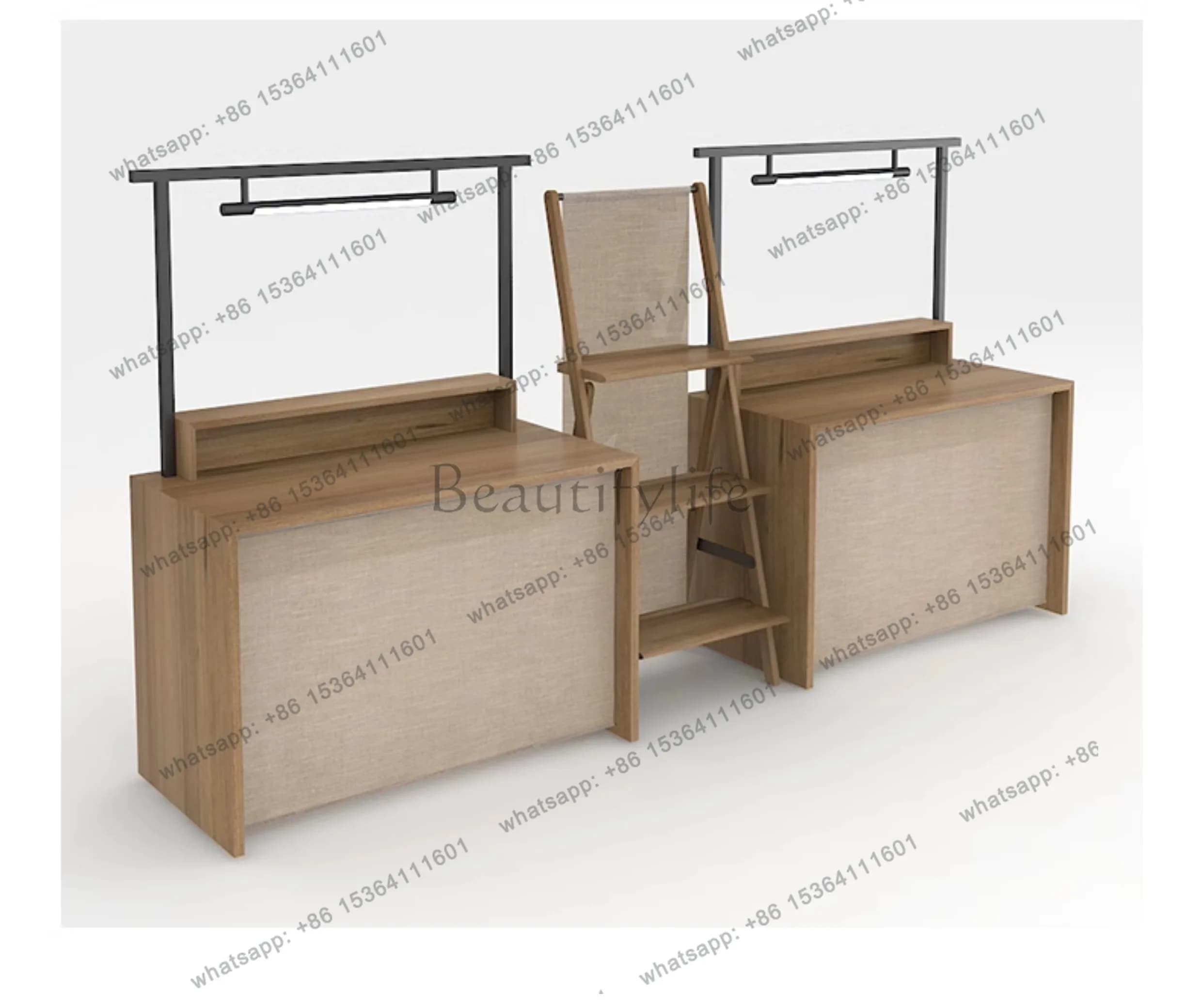 Wall-Mounted Centerpiece Display Stand Tea Set Display Side Table with Light Sample Display Props