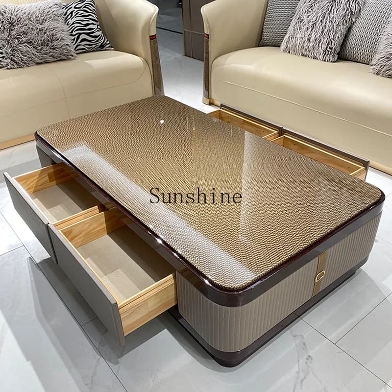 Italian light luxury TV cabinet coffee table combination, modern simple living room square tea table  FT