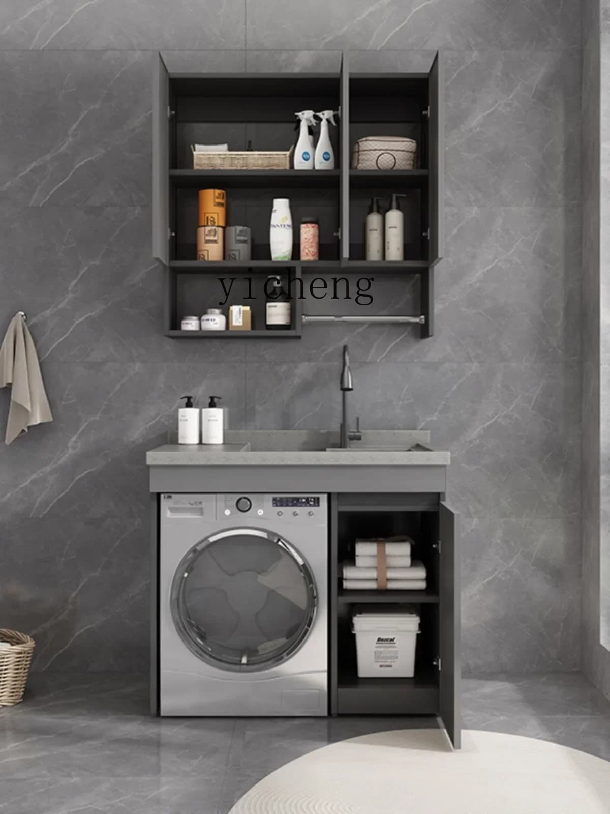 b2Wash Wardrobe Small Apartment Balcony Overall laundry cabinet Cabinet Partner Combination Integrated Inter-Platform