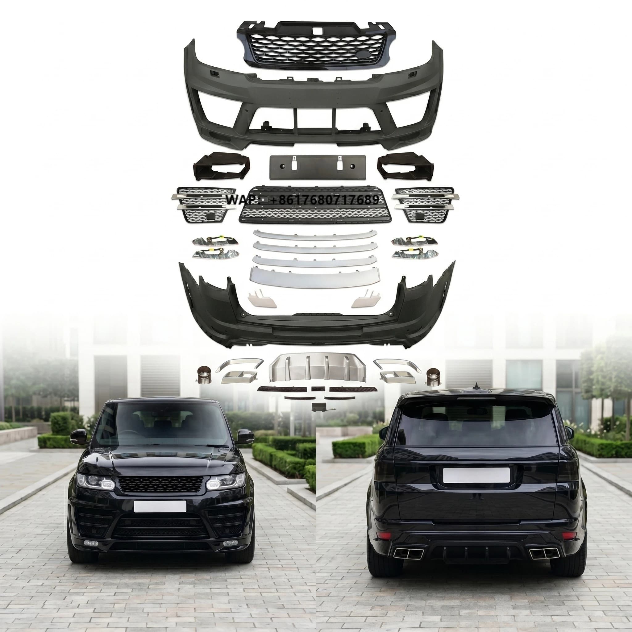Body Kit for  Range Rover Sport 2014-2017 PP Bumper Upgrade Lumma Style Front Rear Bumper & Exterior Parts