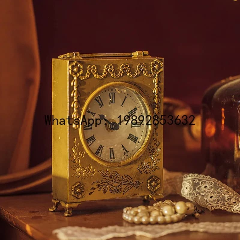 XL4-1 SLT French retro light luxury handmade gold table clock with bow design for desktop decoration