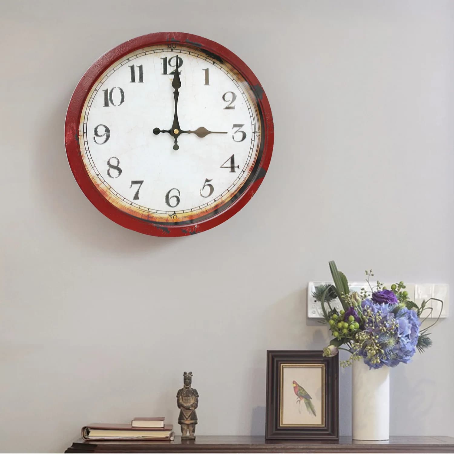YFY grocery Nordic wall clock retro old atmosphere silent wall watch living room bedroom quartz movement wall clock