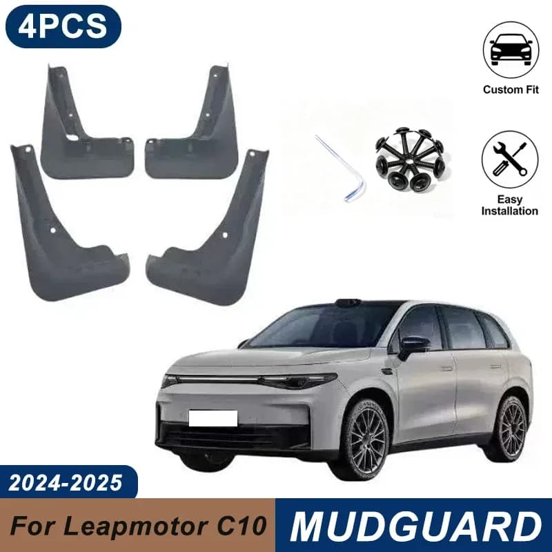 4PCS Car Mud Flaps For Leapmotor C10 2024-2025 Waterproof Anti-Splash Fender Mudguards Auto Exterior Accessories