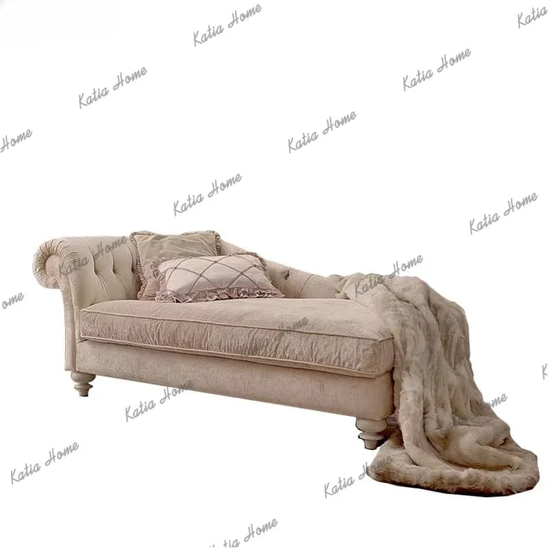 PG  New Classical Fabric Chaise Lounge Small Apartment Beauty Couch Removable Washable Recliner Sofa Leisure Chaise Longue