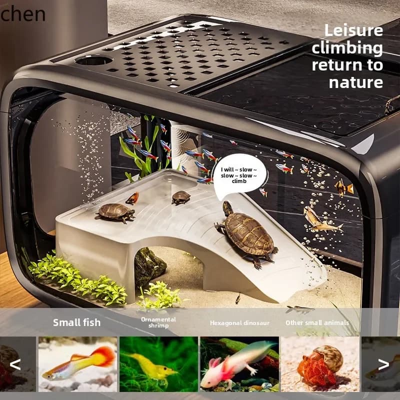 fish tank living room ecological landscaping full set of filtration and oxygen production machine desktop small turtle tank