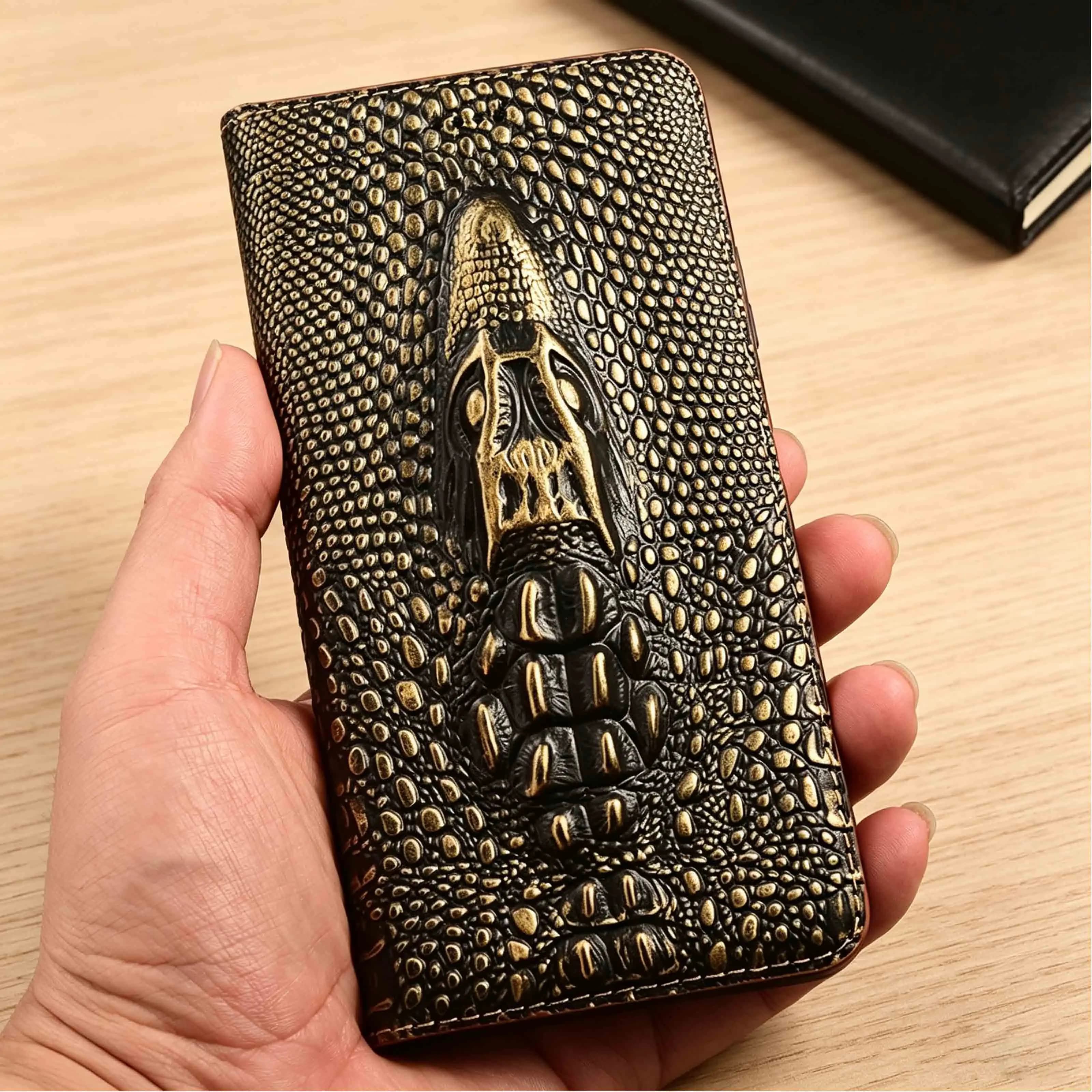 Crocodile Genuine Leather Flip Case For Infinix Note 30 30i 40 40S 40X 50 50S 50X 60 Edge Pro Plus Ultra VIP 4G 5G Cover Cases