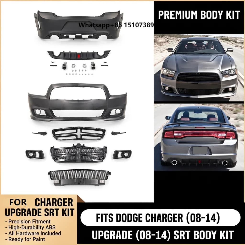 Car 2008-2014 Charger Upgrade SRT Style Front Rear Bumper Body Kit for Charger 2008-2014 Exterior Upgrade Conversion Kit