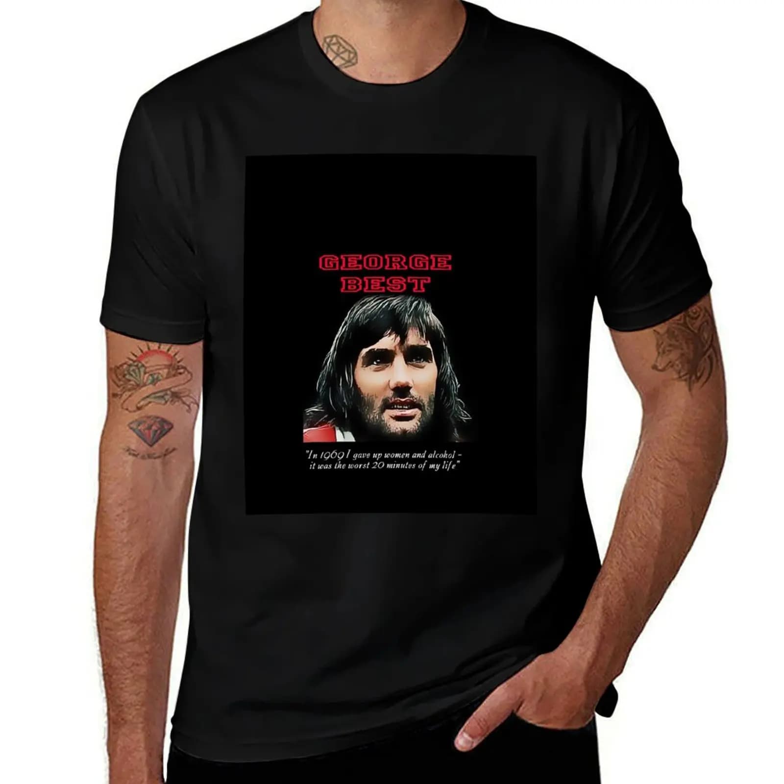 GEORGE BEST - Iconic Footballer T-Shirt affliction shirts Luxury man workout shirts for men