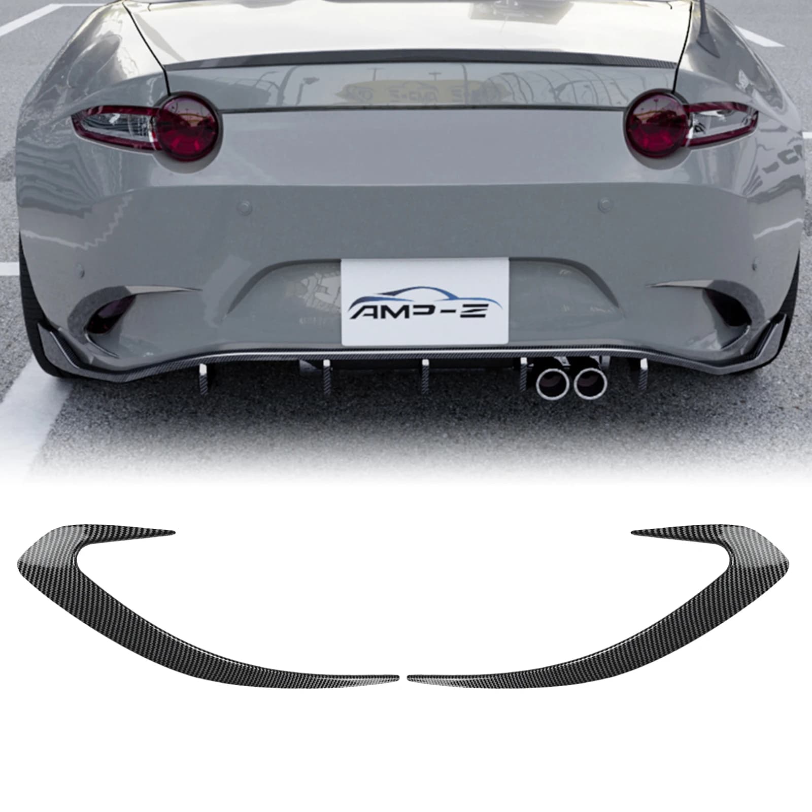 Rear Bumper Side Air Vent Trims Cover For Mazda MX-5 Miata ND 2016-26 Carbon Fiber Look/Gloss Black Boot Spoiler Splitter Canard