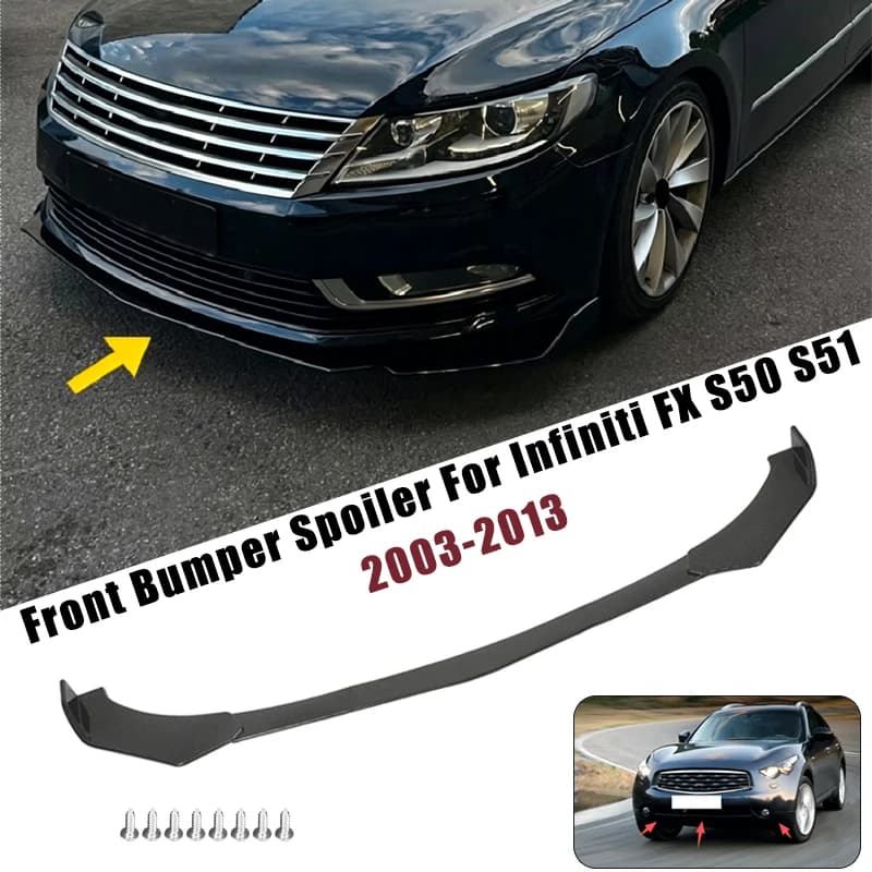 Sport Front Bumper Splitter Spoiler Lip For Infiniti FX S50 S51 2003-2013 5Pcs Adjustable Sectional Car Exterior Tuning Body Kit