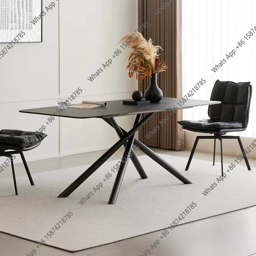 Slate dining table New high-end household atmosphere dining table Italian light luxury rectangular dining table