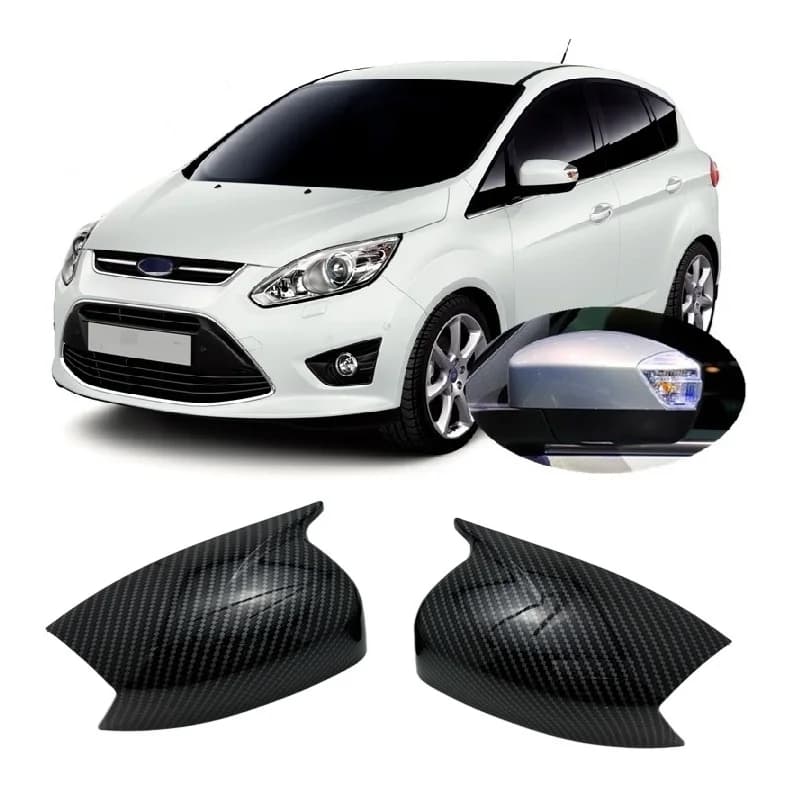 for Ford C-MAX II MK2 2010 - 2020 Horn Style Carbon Hydro-dipped Rearview Wing Mirror Cover Cap