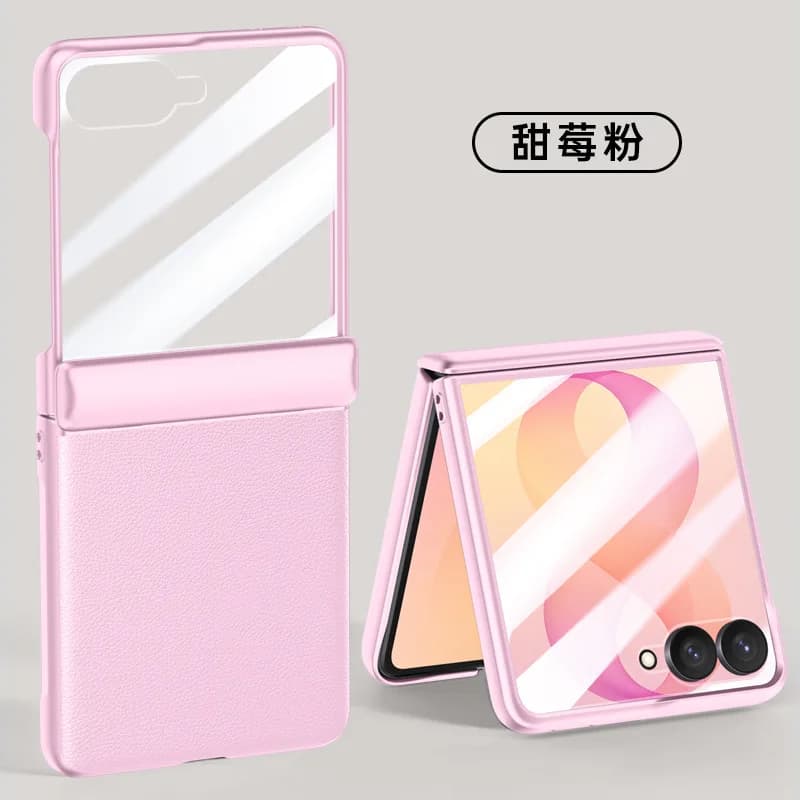 Flip8 folding screen plain leather mobile phone case FLIP7 hinged all-inclusive case film anti-drop skin feeling