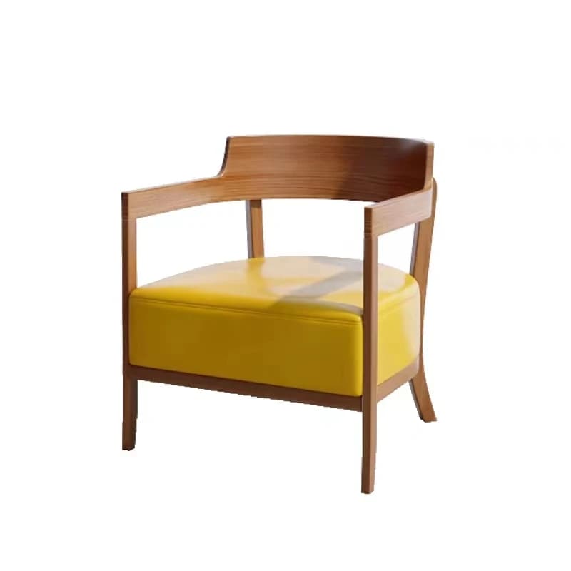 Furniture Solid curved wooden frame Nordic style coffee shop milk tea shop restaurant leather sponge cushion chair
