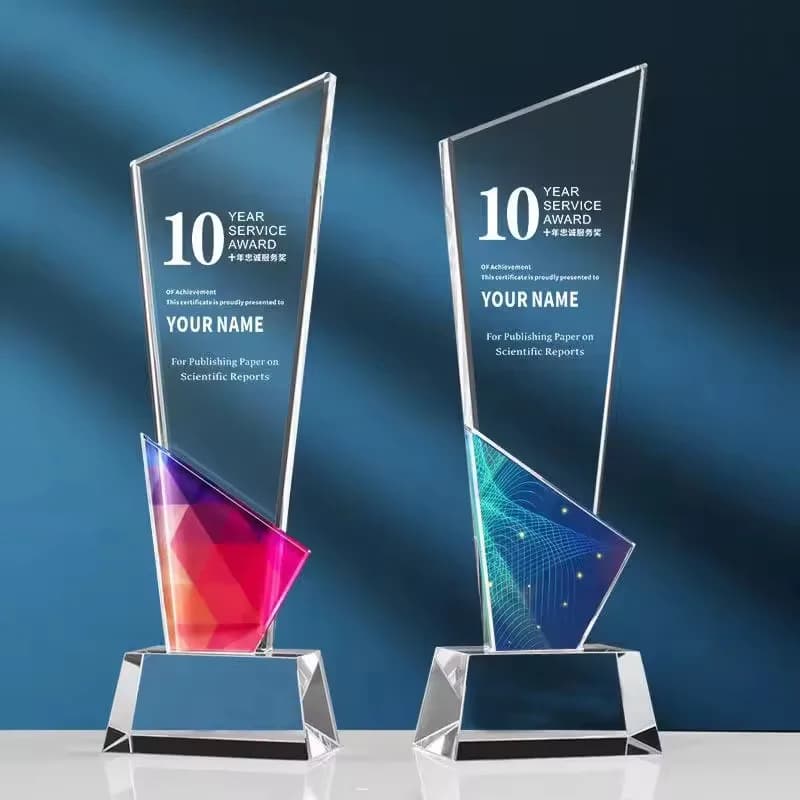 Custom Glass Trophy Personalized Engraving Crystal Award Trophy for Corporate Employee Recognition Annual Meeting Souvenir Gifts