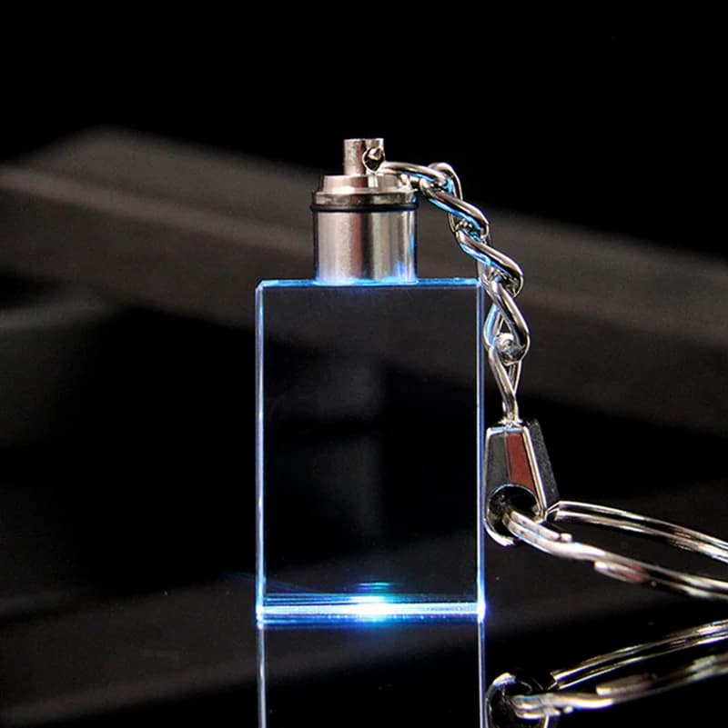 XTool High Quality Blank K9 Crystal Cube Keychain for Laser Engraving Rectangular Crystal Glass Cube Keyring Pendants