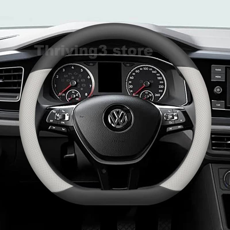 Leather Car Steering Wheel Cover For Volkswagen Virtus 2019 Covers For Covers Auto interior Volkswagen Virtus Accessories 2019