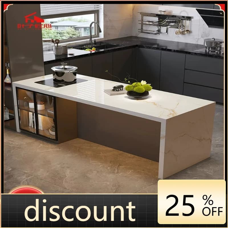 LH rock slab open kitchen bar table home against the wall light luxury high-end dining table
