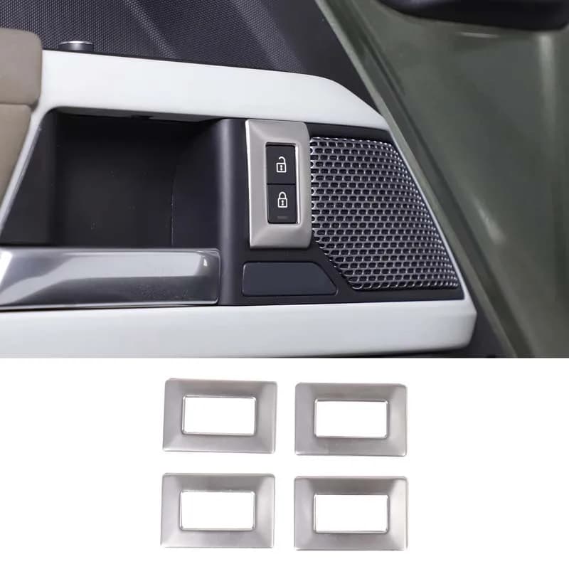Car Door Lock Button AntiMistouch Frame Trim Sticker Stainless Steel Car Accessory For Land Rover Defender 90 110 L663 2020-2026