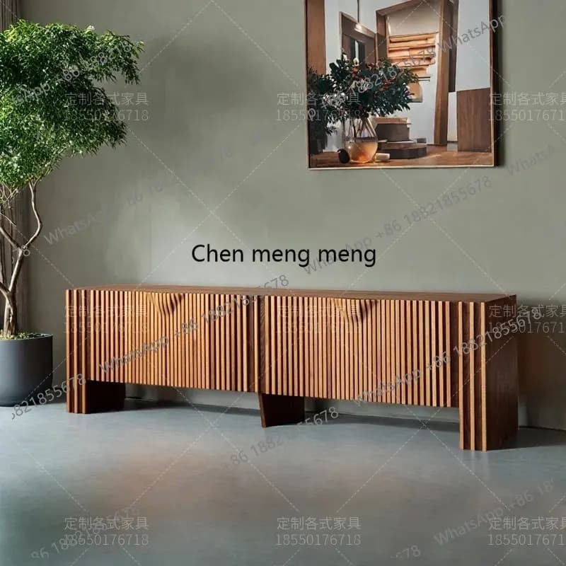 Nordic black walnut TV cabinet solid wood cabinet living room simple floor cabinet designer