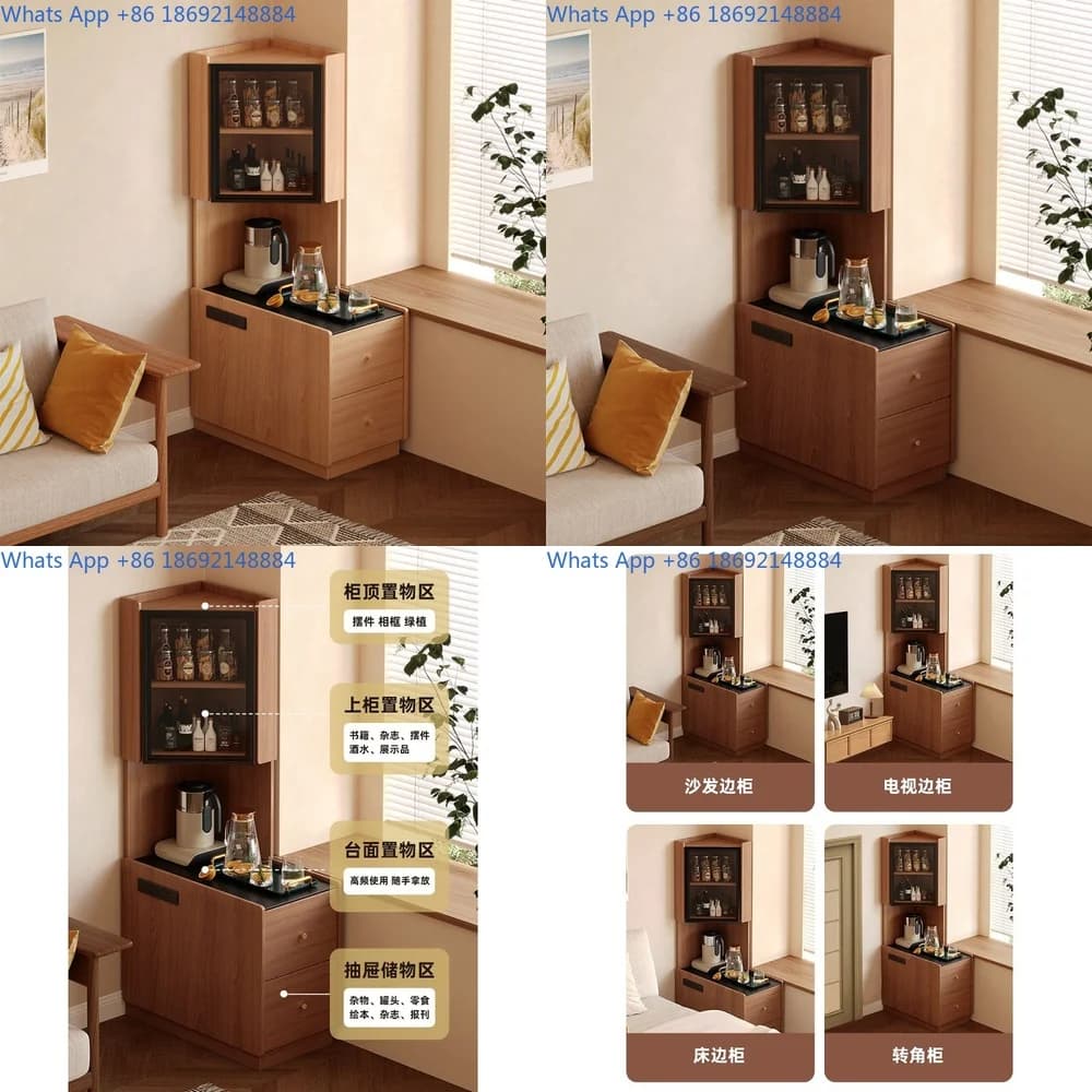 Corner Storage Shelf Wall Angle Bedside Cabinet Living Room Nook Coffee Table Side Cabinet for Sofa 2025 New Design