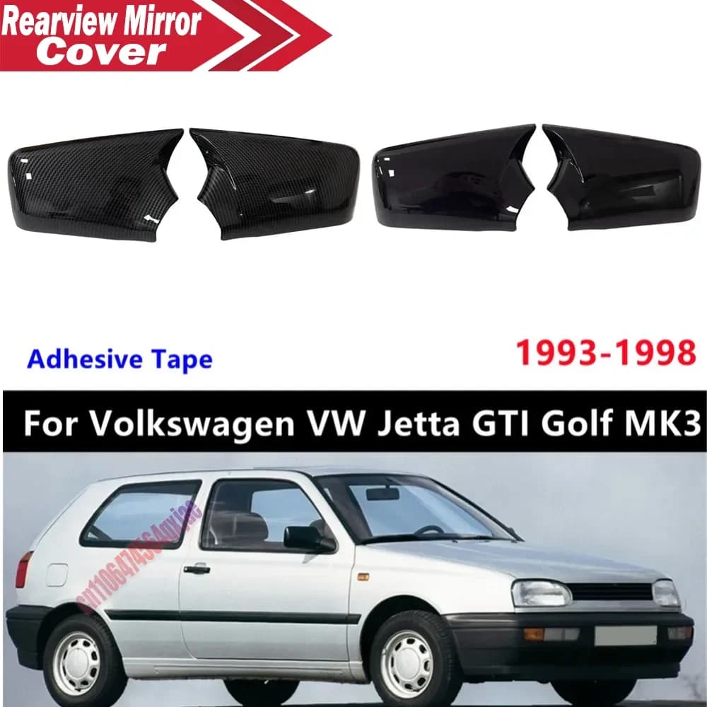 For Volkswagen VW Jetta GTI Golf MK3 1993-1998 ABS Car Rearview Side Mirror Cover Wing Cap Exterior Door Trim Adhesive Sticker