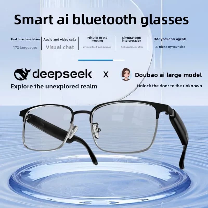 Smart AI Glasses with Large Model AI Assistant Meeting Minutes  Language Translation Make Calls Play Music Bluetooth Earphones