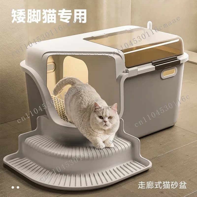 Corridor Cat Litter Box Fully Enclosed Oversized Anti-splash, Deodorant, Deodorant Flip Cover and Raised Cat Toilet