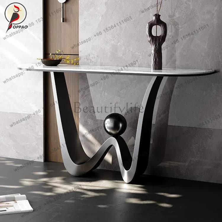 Customization Stainless Steel Titanium High-end Entrance Table Light Luxury Storage Table Case