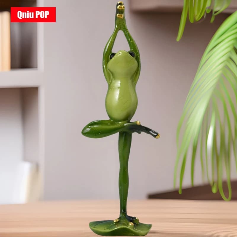 Glass Yoga Frog Resin Crafts TV Cabinet Wine Cabinet Decoration Decoration Decoration Decoration Decoration Graduation Gift