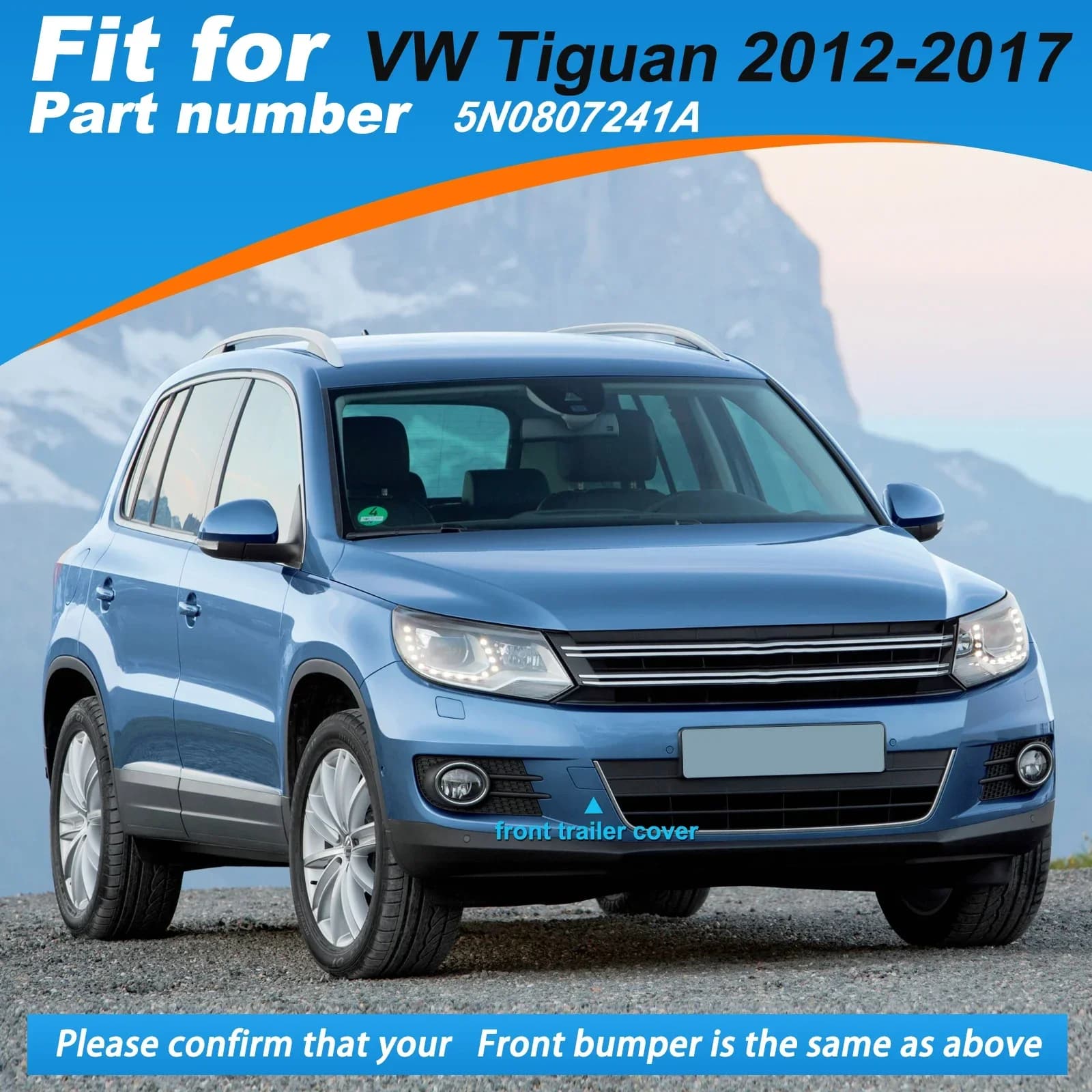 For VW Tiguan 2012-2017 Front Bumper Tow Hook Cover Cap Towing Eye Accessories 5N0807241A