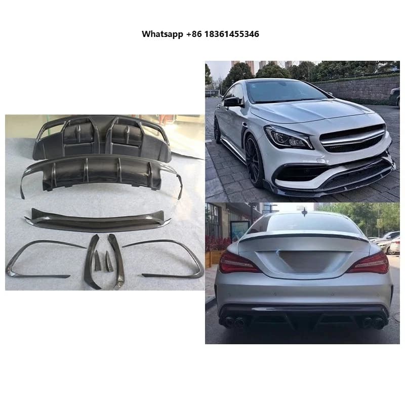 For CLA New W117 2013-2019 Car Upgrade Wet Carbon Fiber Bumper Body Kit Front Rear Lip Wind Knife