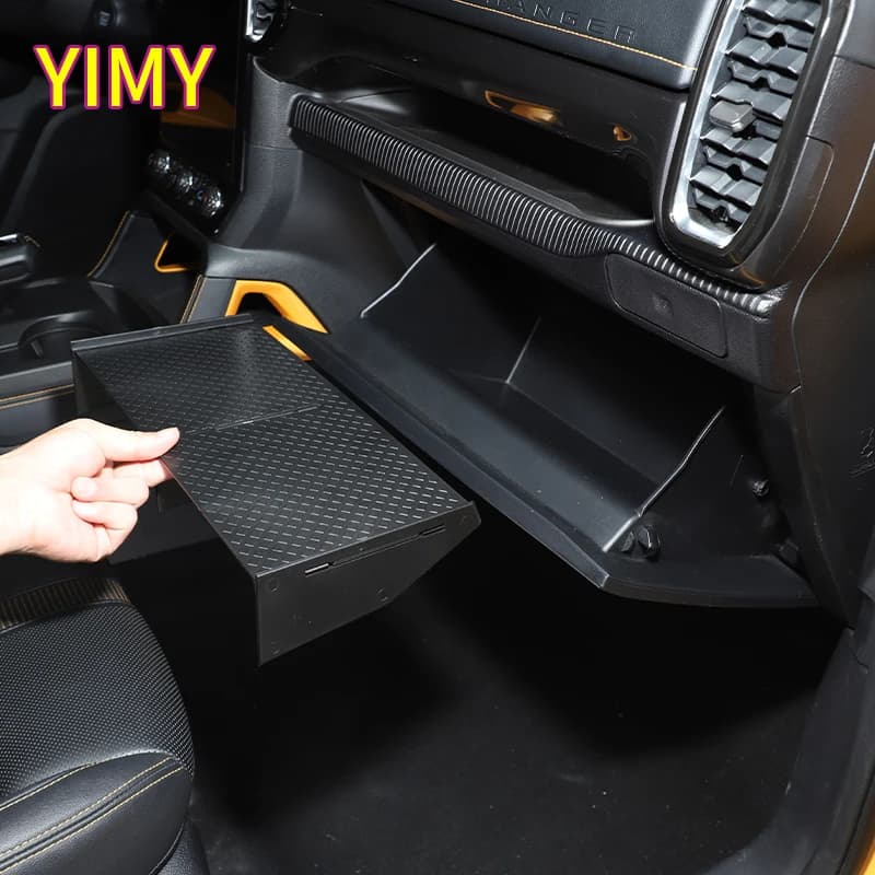 ABS Plastic Car Center Glove Box Divider Storage Box Copilot Passenger Partition Storage Tidying Trim for Ford Ranger 2023+