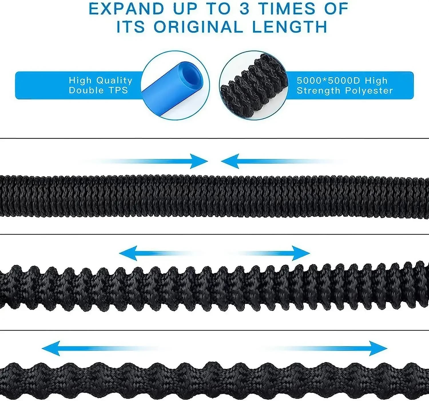Extended Garden Hose with Comfortable Handle 10 Function Nozzle Flexible and Tangle-Free