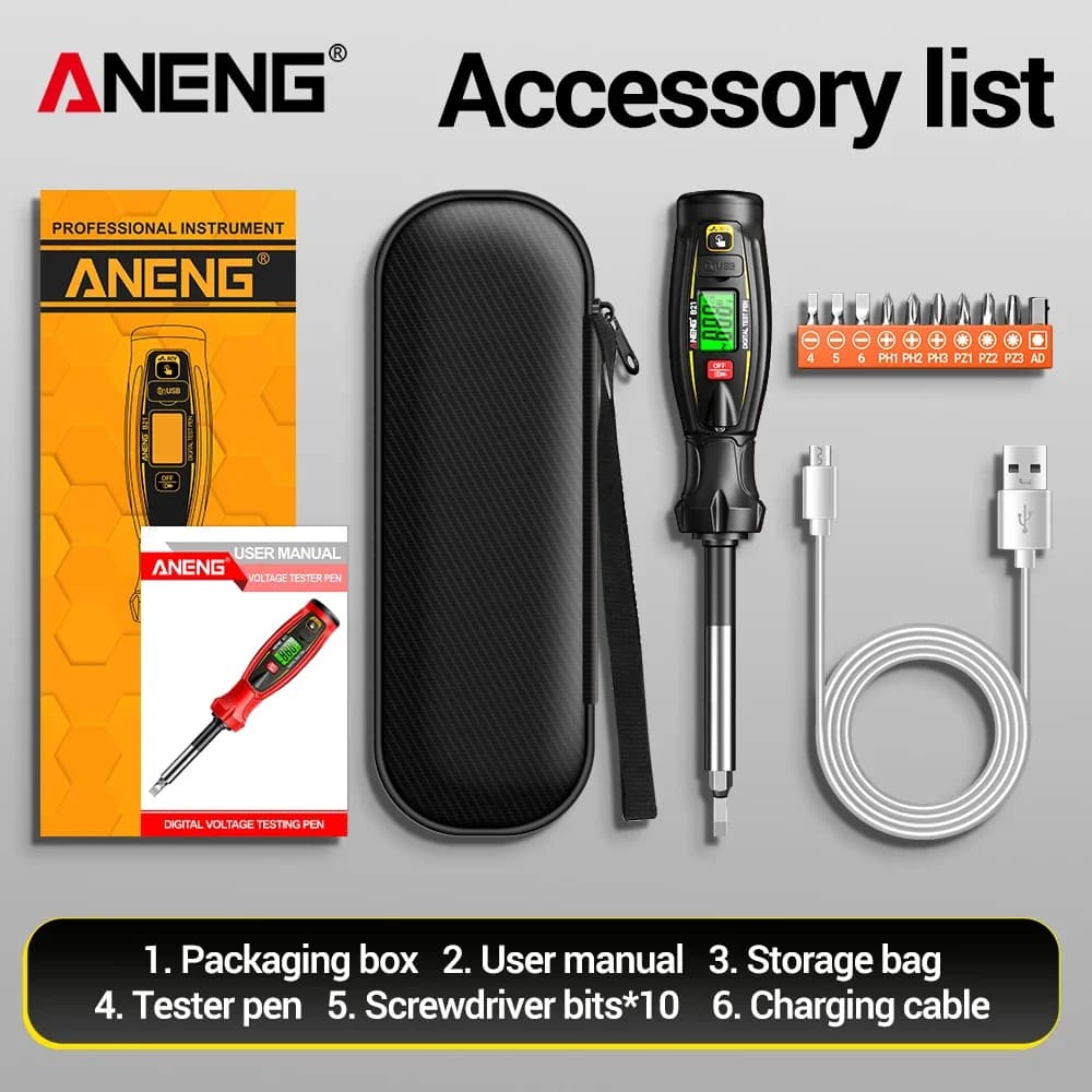 ANENG B21 Rechargeable NCV Smart Induction Voltage Detector Pen 600V Replaceable Probe Insulated Handle Auto Power Off Test Tool