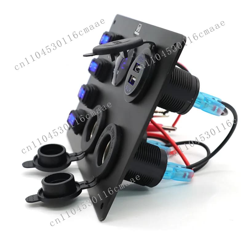 12-24V Modified Car Accessories 4 + 4 Waterproof Panel Small Switch Multi-function Combination with Charging USB Voltmeter