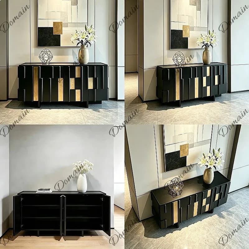 Mid-Century Modern Solid Wood Entryway Cabinet Designer Creative Retro Sideboard Italian Style Storage Cabinet