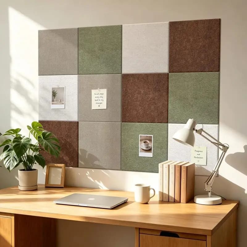 24x24CM Home Decor Wall Decorative Panels Soundproofing Pads Sound-absorbing Acoustic Felt Cork Tiles Note Bulletin Pin Boards