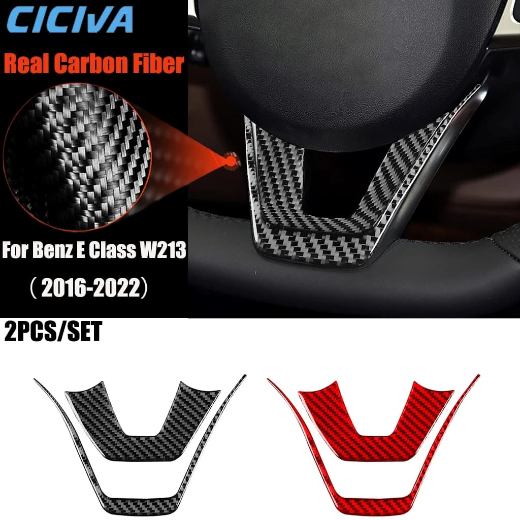 Carbon Fiber Car Accessories Driver Wheel Chin Modified Interior Trim Cover Sticker For Mercedes Benz E Class W213 2016-2022