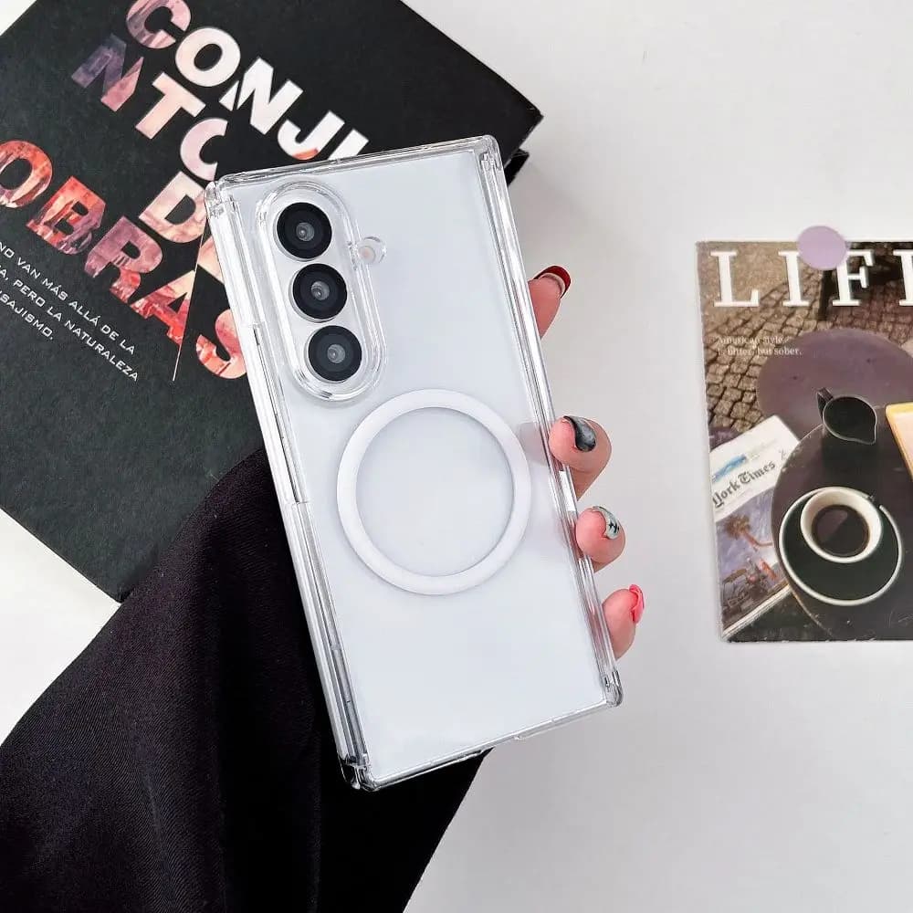 Transparent Color Hard Folding Phone Case for Samsung Galaxy Z TriFold with Support Magnetic Charging