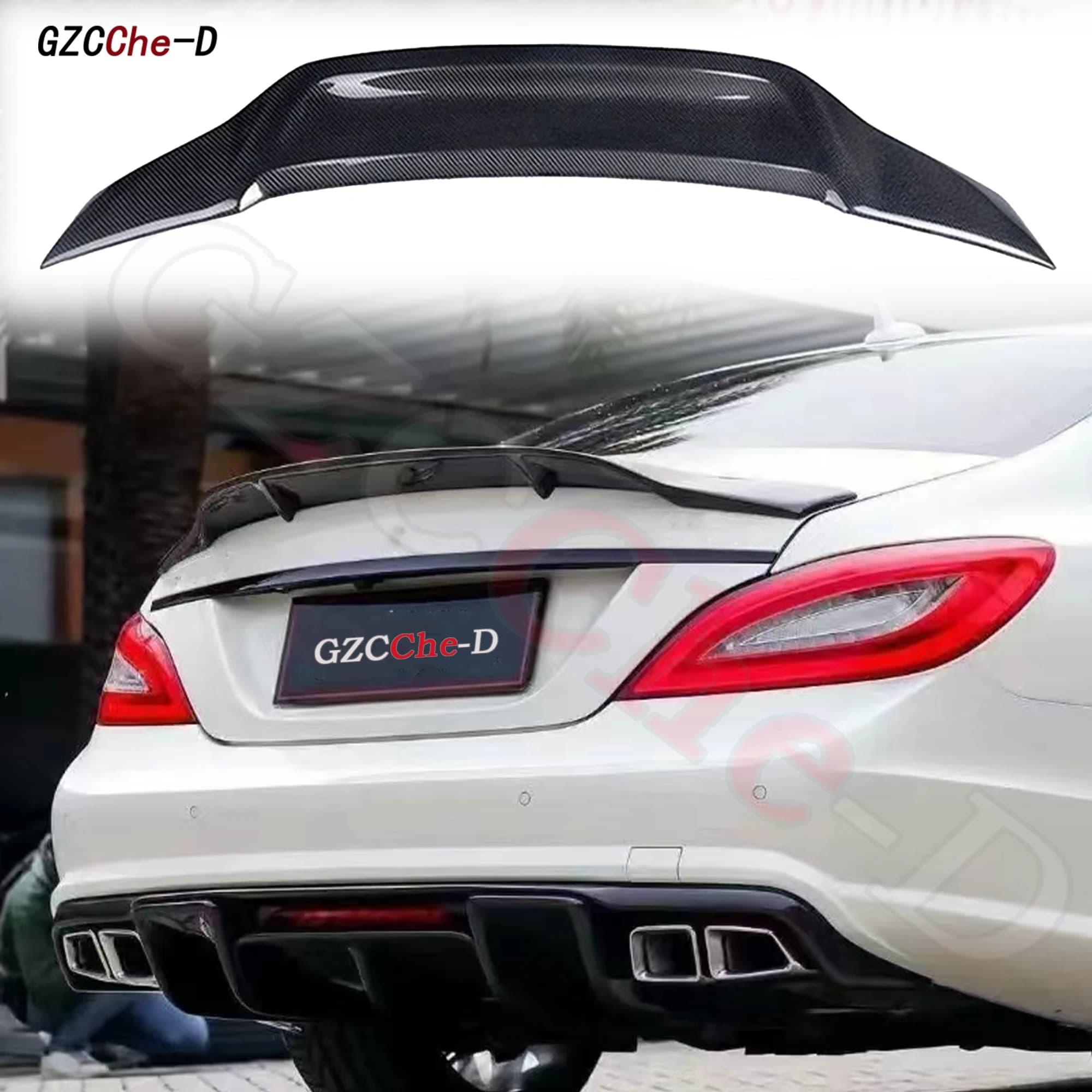 For Mercedes CLS W218 AMG 2011-2016 Spoiler Carbon Fiber Material Luggage Lid Decorative Cover Automotive Aerodynamics Kit Wings